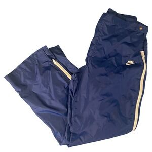 Nike Sportswear 80's Track Pants Navy Blue White Side Zip Tear Away Mens Large